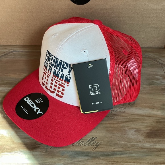 Grumpy Old Man Club - Stars and Stripes Letters Decky 6021 Red and White Trucker - Picture 3 of 5